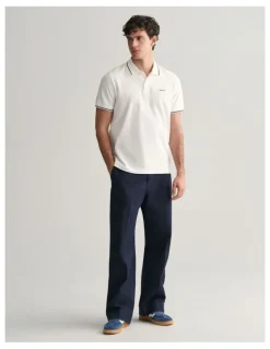 Gant Tipped Pique Polo Shirt in White