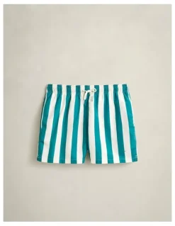 Gant Block Striped Swim Shorts in Aqua Blue