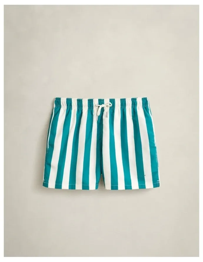 Gant Block Striped Swim Shorts in Aqua Blue