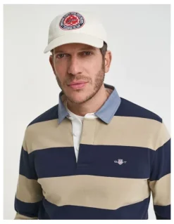 Gant Chambray Collar Striped Heavy Rugger in Woody Beige