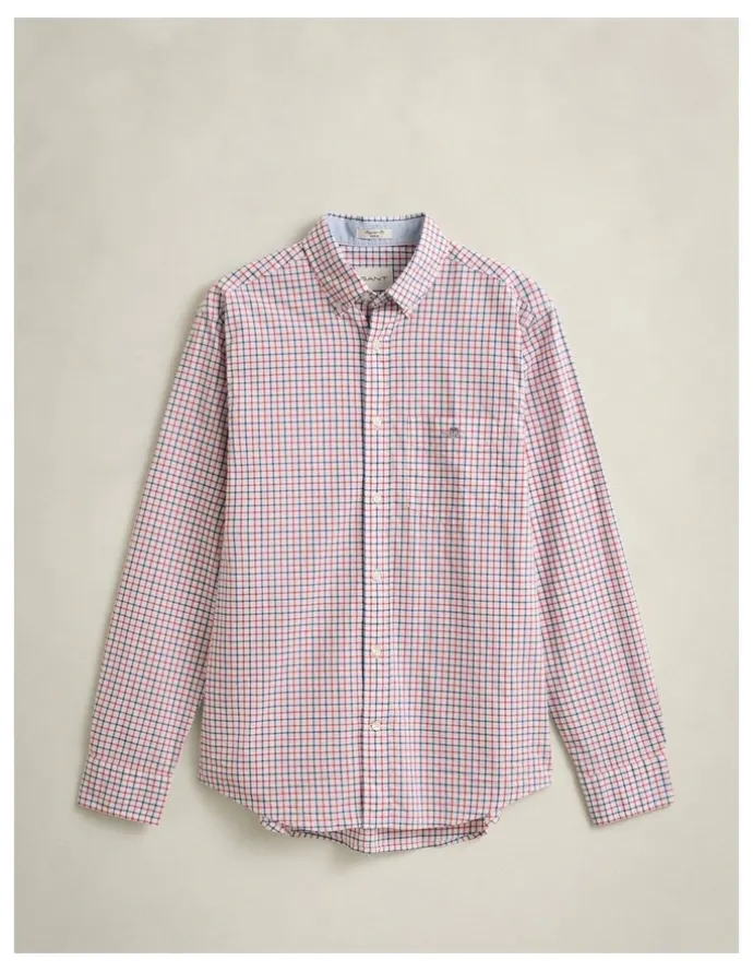 Gant Checked Classic Poplin Shirt in Rose Red