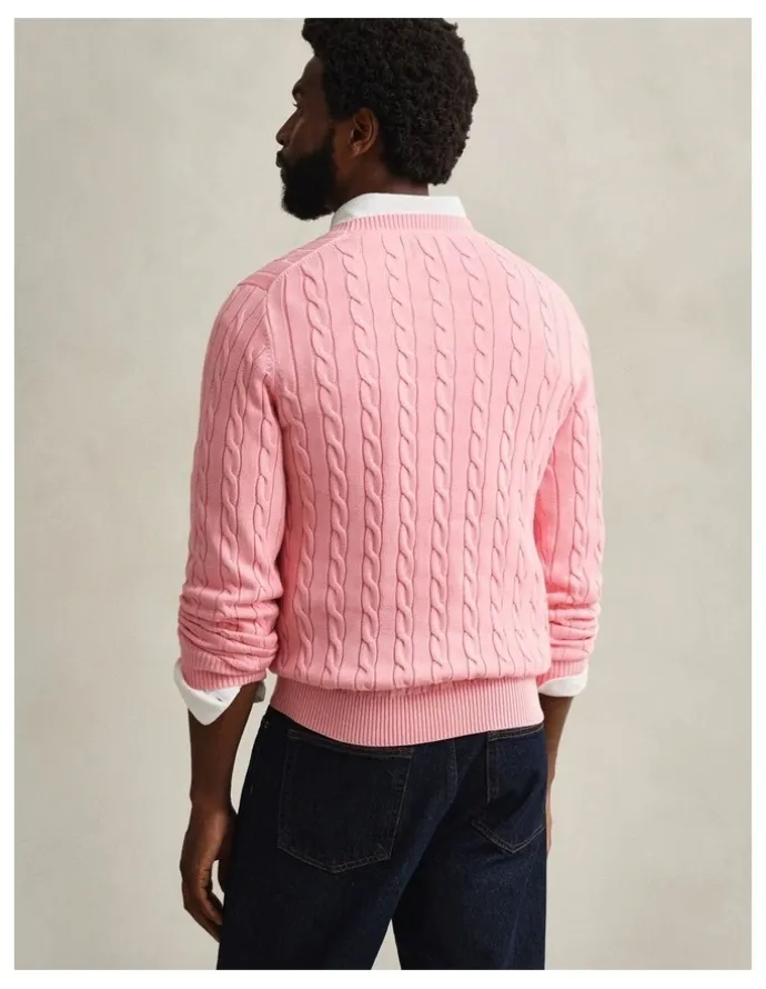 Gant Cotton Cable Crewneck in Washed Pink