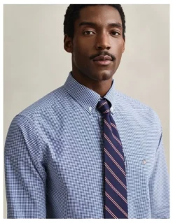 Gant Gingham Classic Poplin Shirt in College Blue