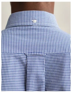 Gant Gingham Classic Poplin Shirt in College Blue