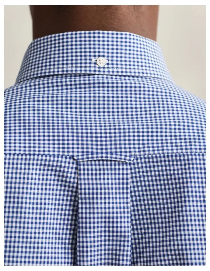 Gant Gingham Classic Poplin Shirt in College Blue