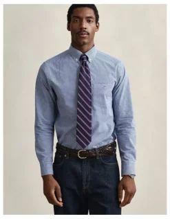 Gant Gingham Classic Poplin Shirt in College Blue