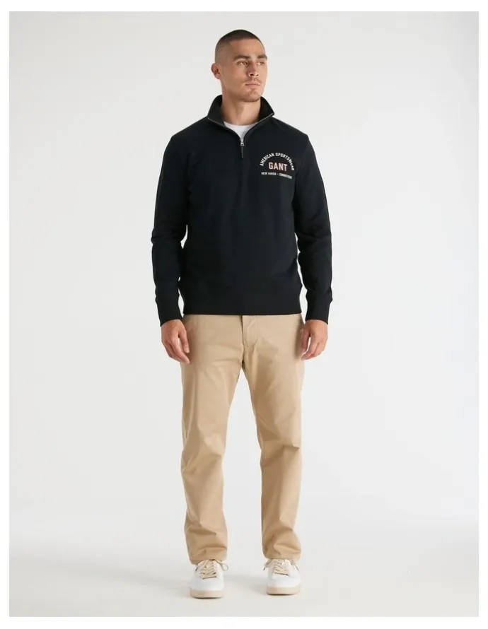 Gant Half-Zip Printed Graphic Sweatshirt in Black
