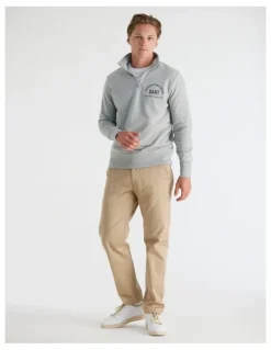 Gant Half-Zip Printed Graphic Sweatshirt in Grey Melange