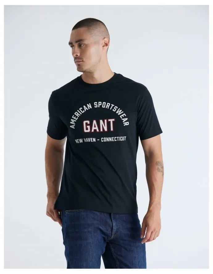 Gant Printed Graphic T-Shirt in Black