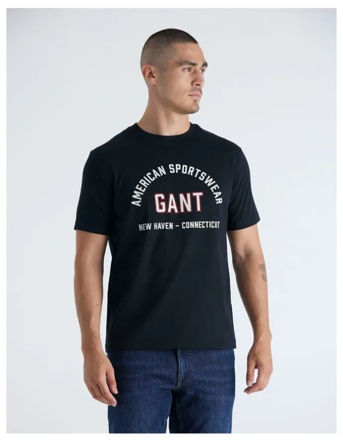 Gant Printed Graphic T-Shirt in Black