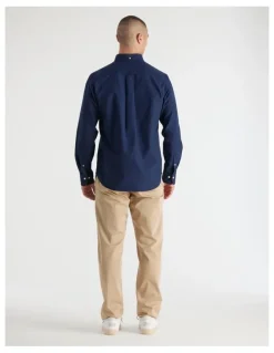 Gant Regular Fit Beefy Oxford Shirt in Evening Blue