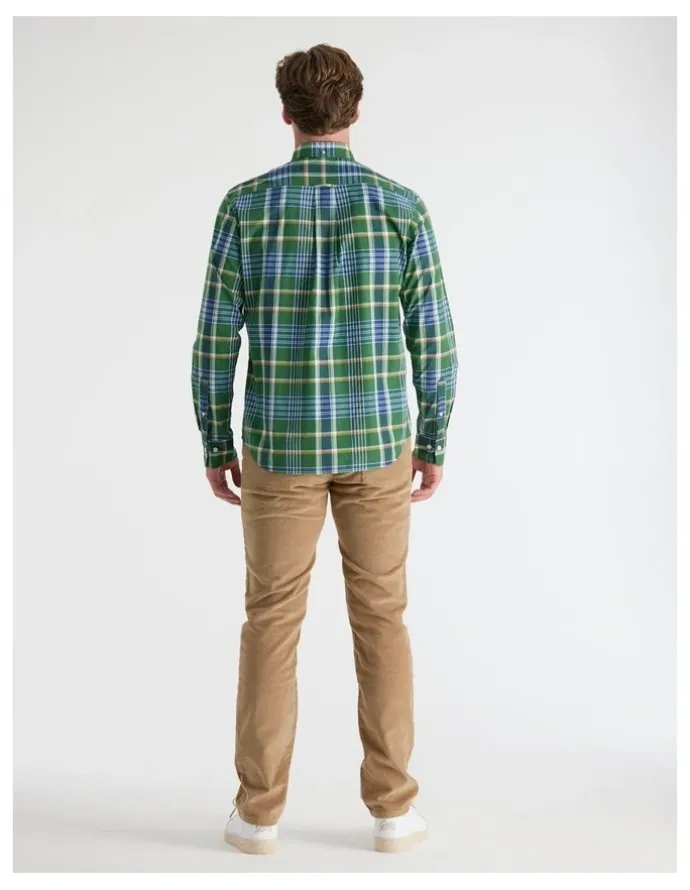 Gant Regular Fit Classic Poplin Check Shirt in Forest Green