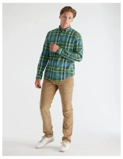 Gant Regular Fit Classic Poplin Check Shirt in Forest Green