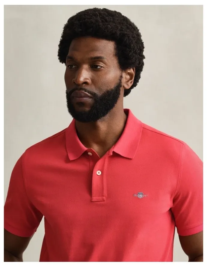 Gant Regular Fit Polo Shirt in Rose Red