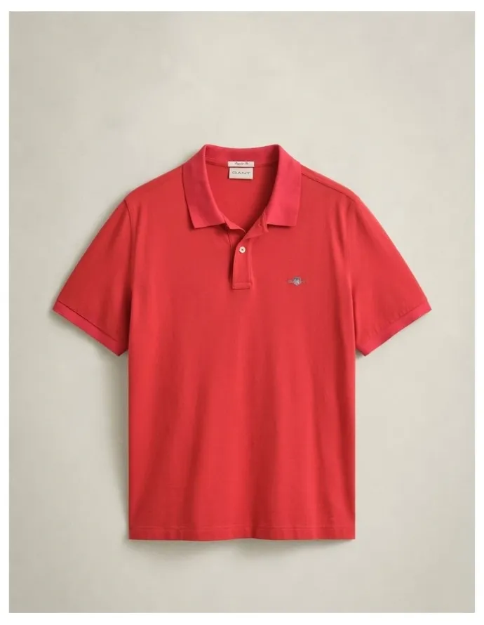 Gant Regular Fit Polo Shirt in Rose Red