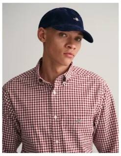 Gant Regular Fit Poplin Gingham Shirt in Plumped Red
