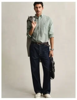Gant Regular Fit Poplin Shirt in Herb Green