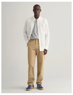 Gant Regular Fit Twill Chinos in Dark Khaki