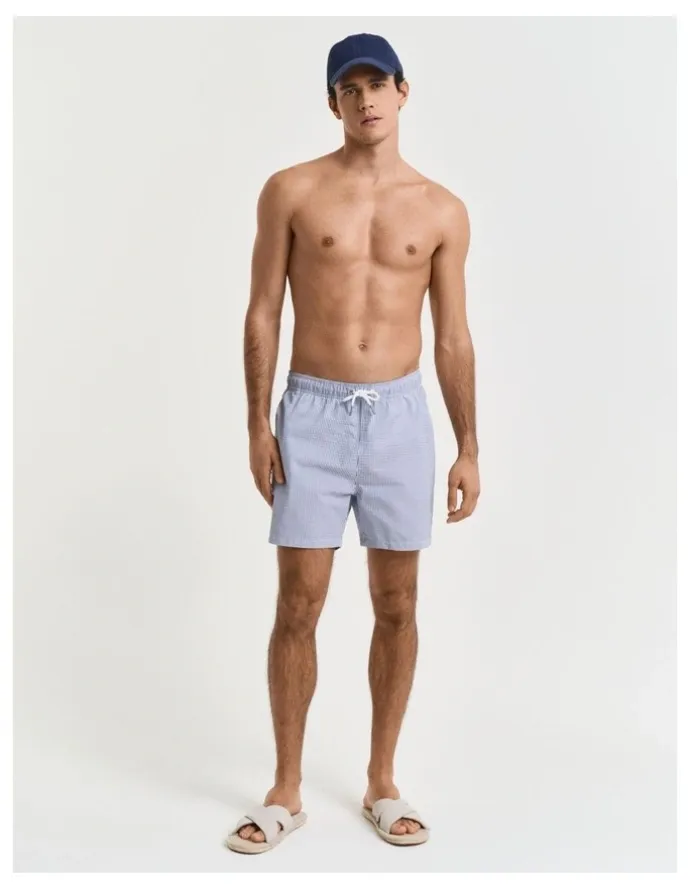 Gant Seersucker Swim Shorts in Rich Blue