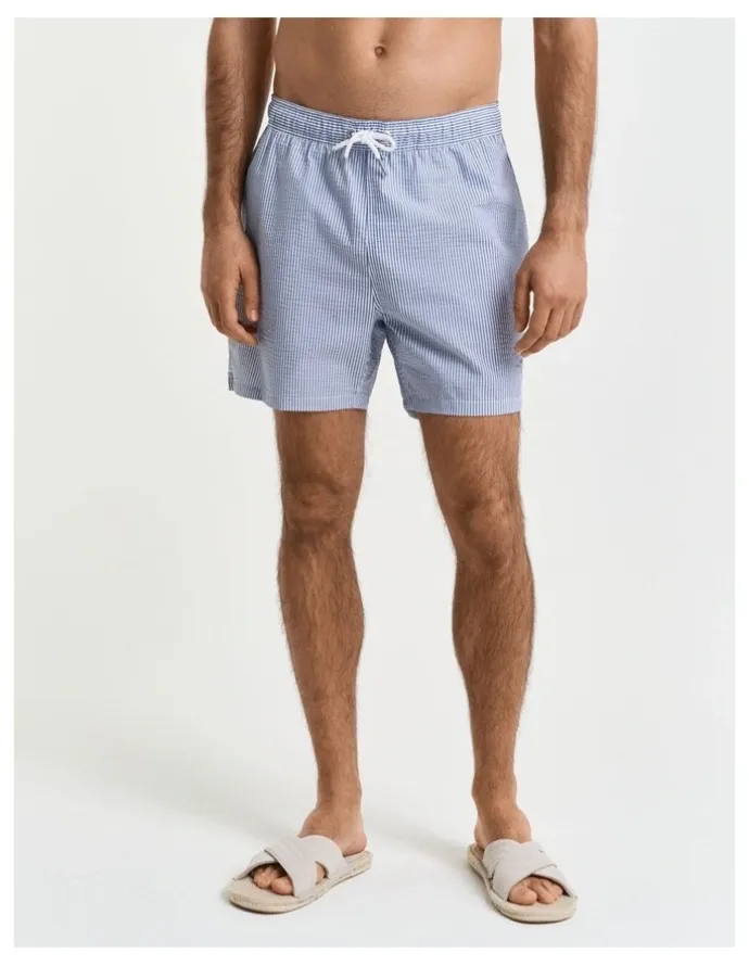 Gant Seersucker Swim Shorts in Rich Blue