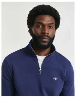 Gant Shield Half-Zip Sweatshirt in Persian Blue