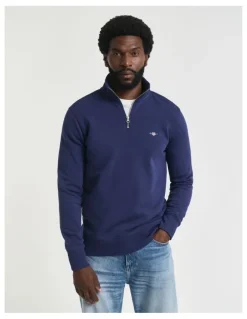 Gant Shield Half-Zip Sweatshirt in Persian Blue