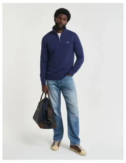 Gant Shield Half-Zip Sweatshirt in Persian Blue
