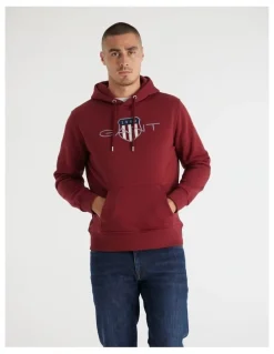 Gant Shield Hoodie in Plumped Red