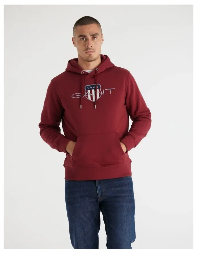 Gant Shield Hoodie in Plumped Red