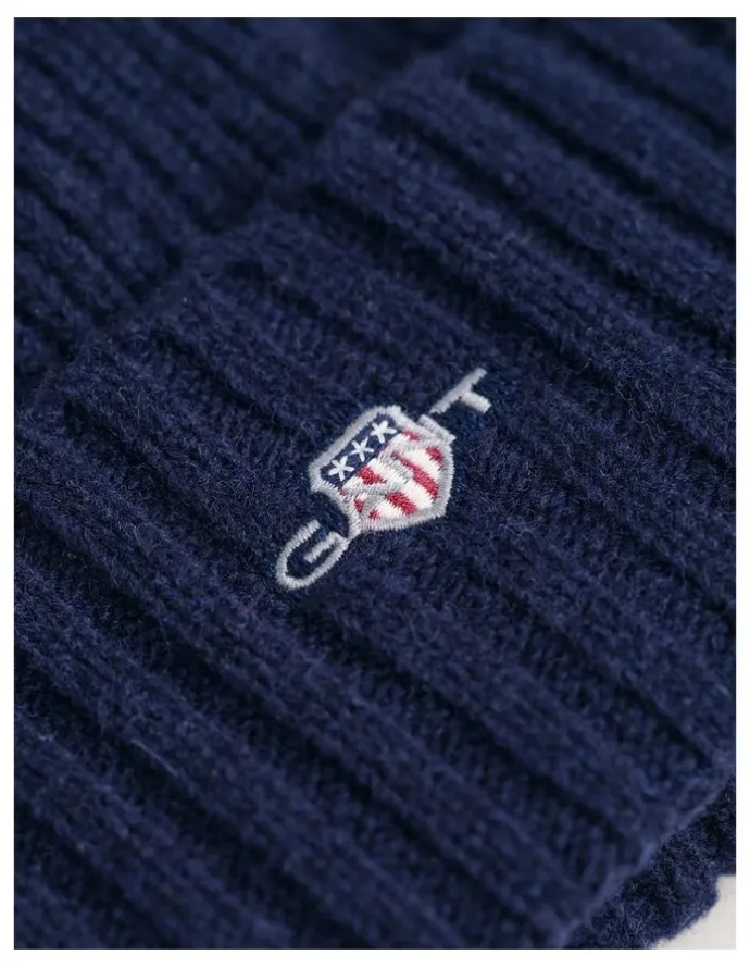 Gant Shield Wool Beanie in Blue