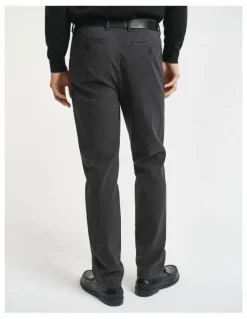 Gant Slim Fit Cotton Herringbone Pants in Antracite