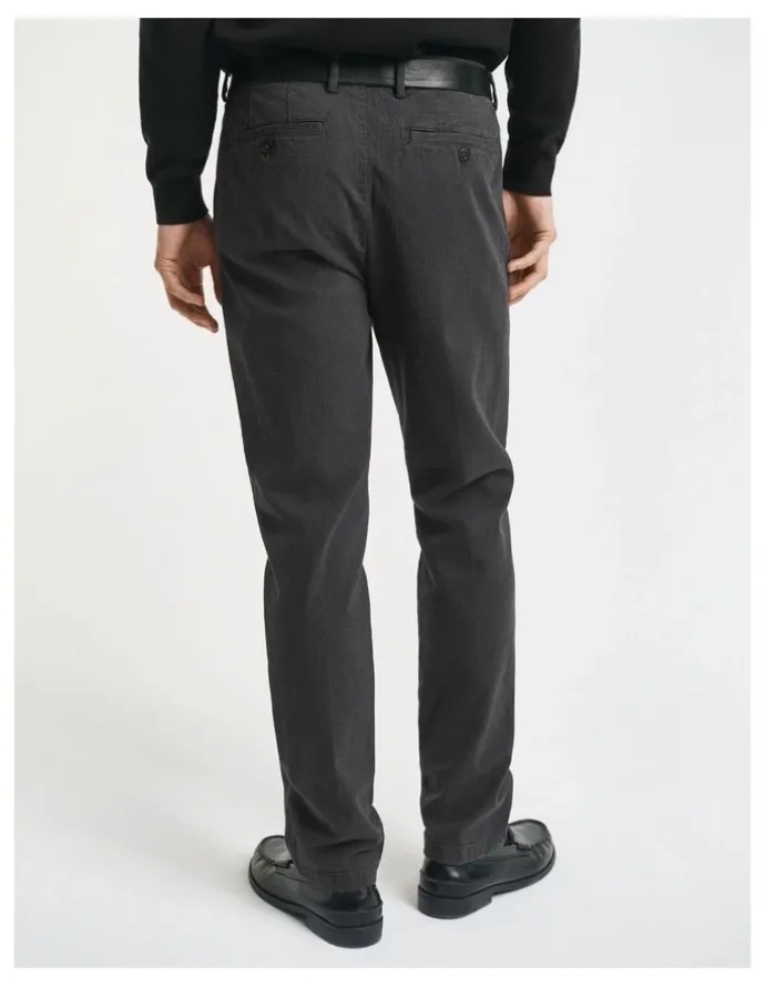 Gant Slim Fit Cotton Herringbone Pants in Antracite