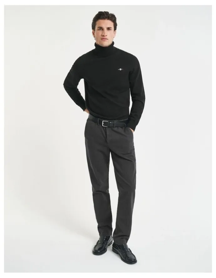 Gant Slim Fit Cotton Herringbone Pants in Antracite