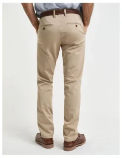 Gant Slim Fit Twill Chinos in Dark Khaki