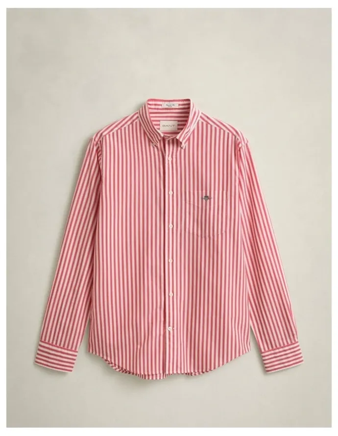 Gant Striped Classic Poplin Shirt in Rose Red