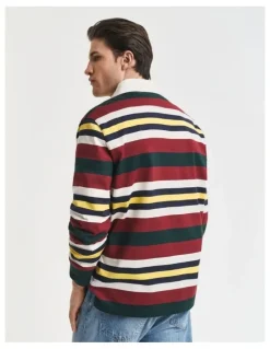 Gant Striped Heavy Rugger T-shirt in Tartan Green