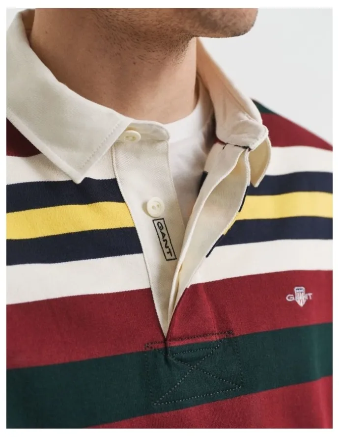 Gant Striped Heavy Rugger T-shirt in Tartan Green