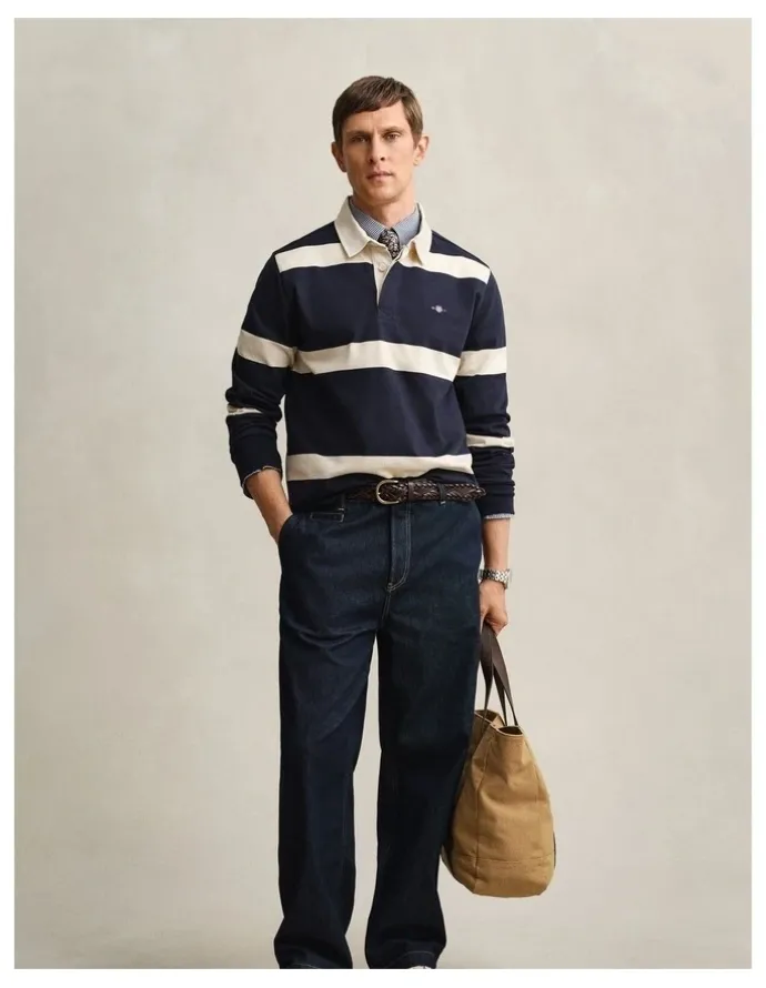Gant Striped Rugger in Evening Blue