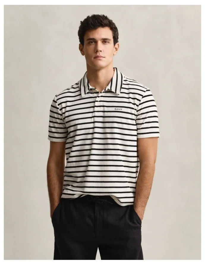 Gant Terry Cloth Polo Shirt in Creamed White