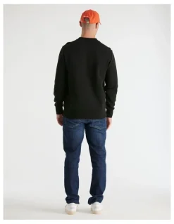 Gant Tonal Shield Crew Neck Sweatshirt in Black
