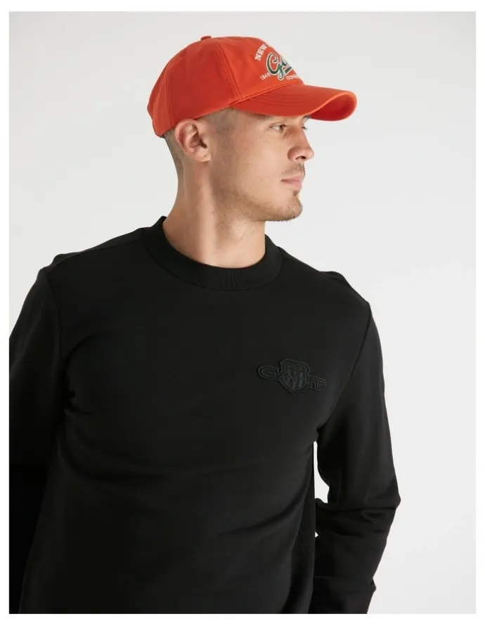 Gant Tonal Shield Crew Neck Sweatshirt in Black