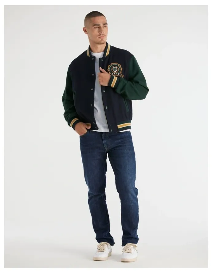 Gant Wool Mix Varsity Jacket 7006549 in Evening Blue