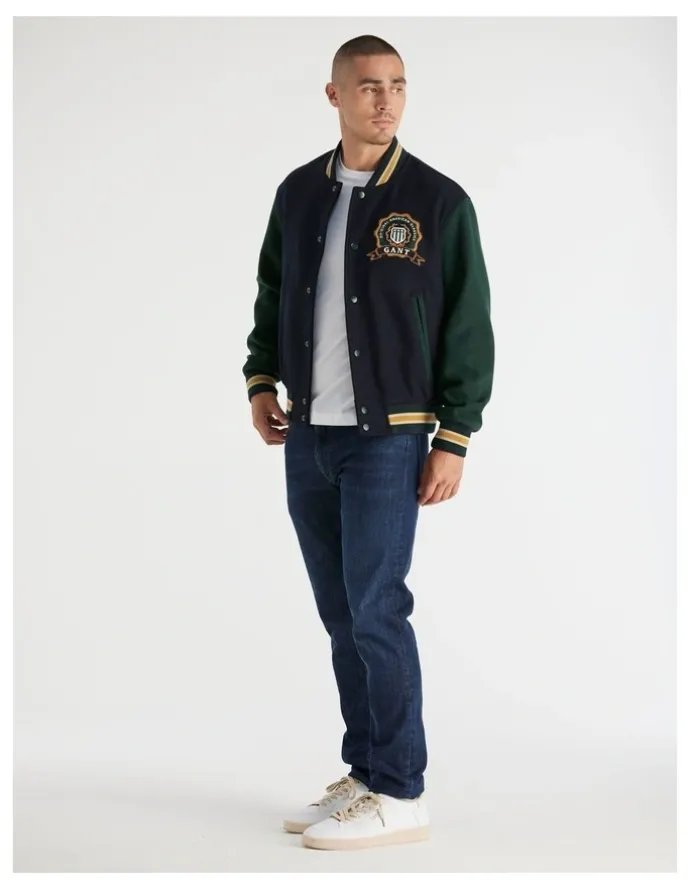 Gant Wool Mix Varsity Jacket 7006549 in Evening Blue