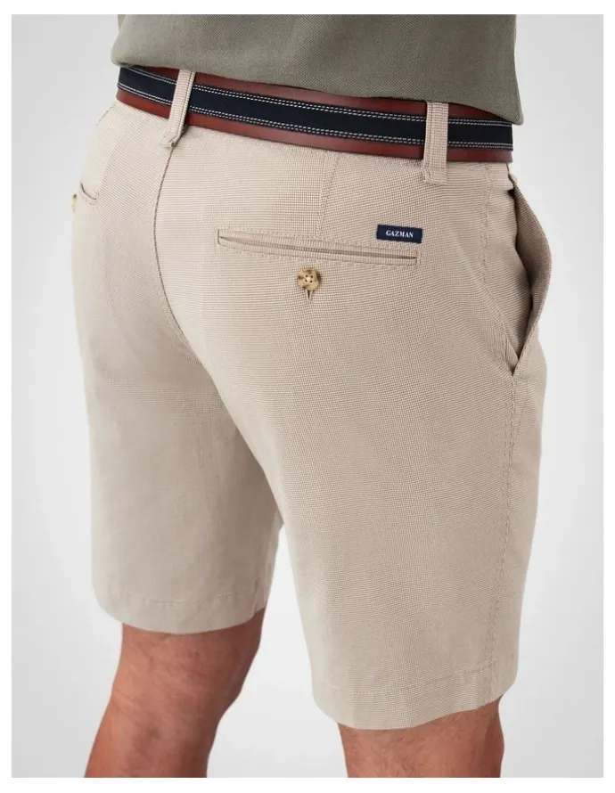 GAZMAN Active Quick Dry Houndstooth Shorts in Sand