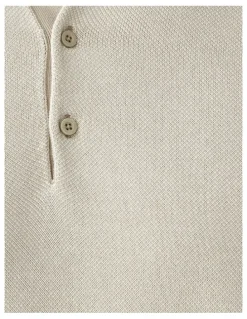 GAZMAN Birdseye Knit Polo in Stone