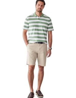 GAZMAN Block Stripe Pique Polo in Sage