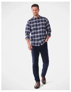 GAZMAN Brushed Twill Check Long Sleeve Shirt Charcoal