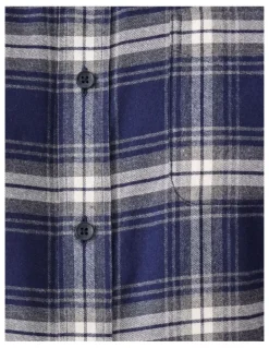 GAZMAN Brushed Twill Check Long Sleeve Shirt Charcoal