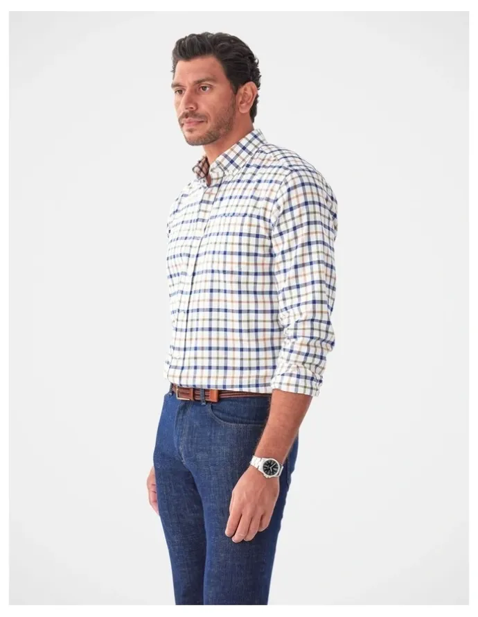 GAZMAN Brushed Twill Check Long Sleeve Shirt Multi Check