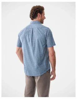 Gazman Casual Vintage Floral Print Short Sleeve Shirt Vintage Indigo